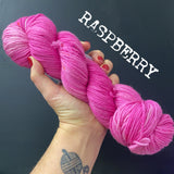 RASPBERRY - Hand dyed 4ply/sock yarn 100g/425m superwash merino, nylon blend