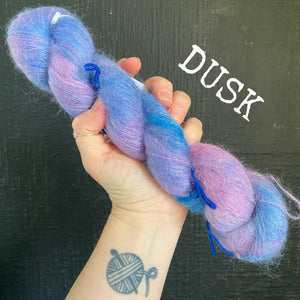 Dusk  - Hand dyed - lace weight yarn - 50g/420m - kid mohair - silk
