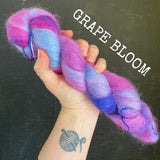 Grape Bloom  - Hand dyed - lace weight yarn - 50g/420m - kid mohair - silk