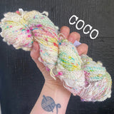 Coco - Hand dyed SLUB 4ply/sock yarn 100g/400m superwash merino, nylon blend