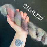 Oilslick - Hand dyed - lace weight yarn - 50g/420m - kid mohair - silk