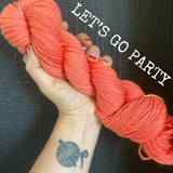 Let's Go Party - Hand dyed DK yarn 100g/225M superwash merino