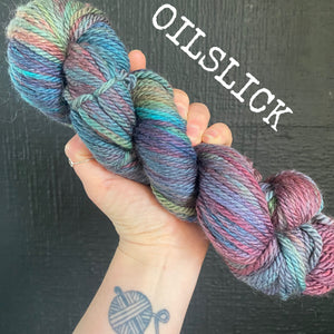 Oilslick - Hand dyed Chunky Weight Yarn 100g/100m - superwash merino