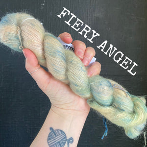 Fiery Angel - Hand dyed - lace weight yarn - 50g/420m - kid mohair - silk